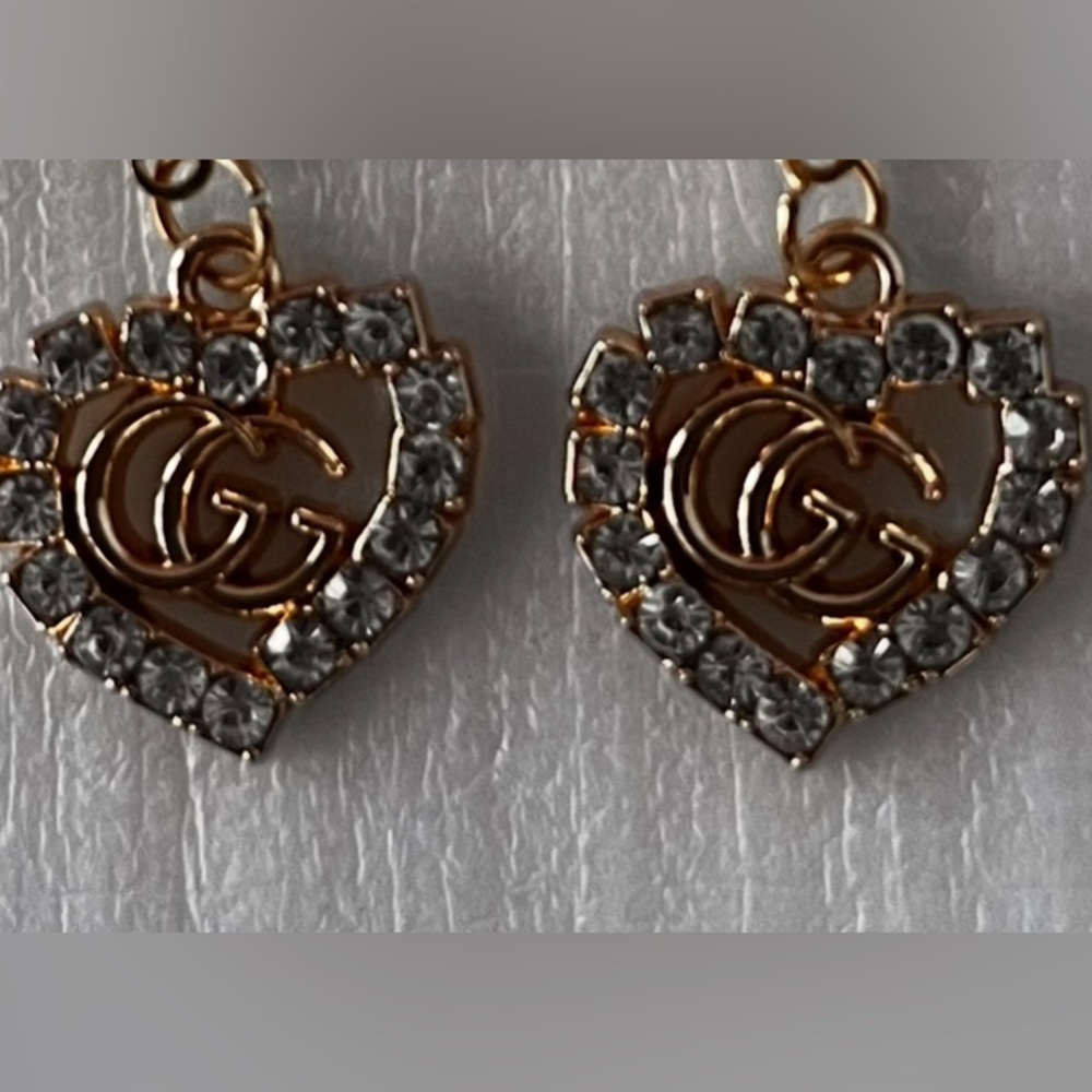 2 VTG Authentic zipper pull charms Button Charms Heart Shape Gold Hoops